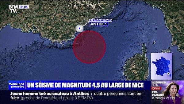 C'était impressionnant : séisme de magnitude 4,5 ressenti au large de la Côte d'Azur