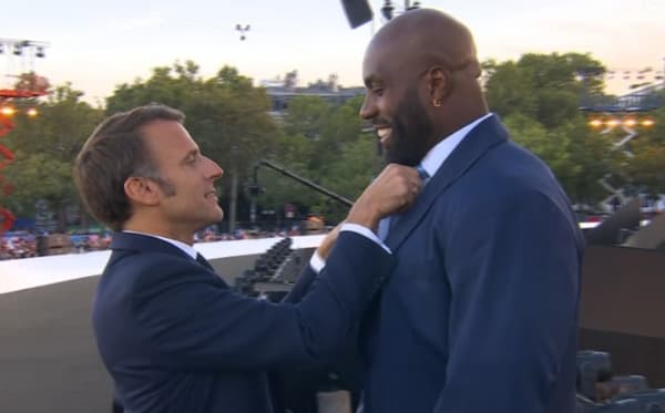 Découvrez la scène hilarante entre Teddy Riner et Emmanuel Macron à la Parade des champions