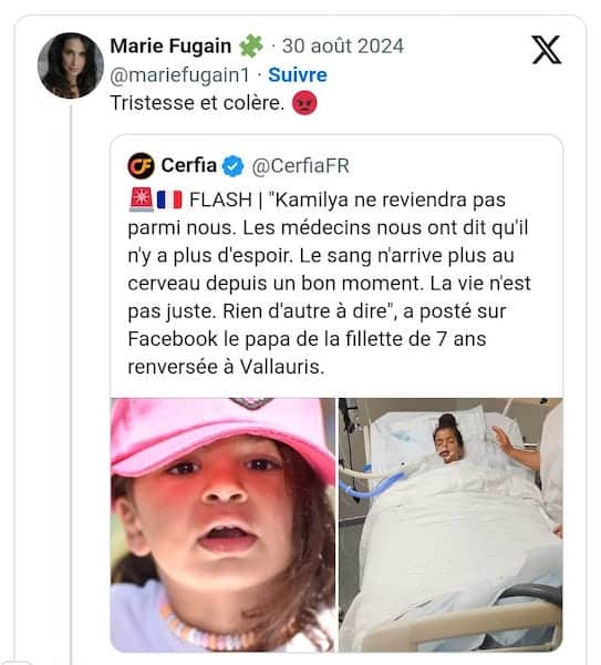 Marie Fugain “éprouvée et indignée” : sa réaction à l'accident de Kamilya, la petite fille percutée par une moto à Vallauris