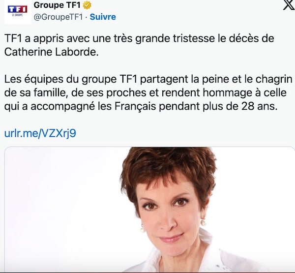 Catherine Laborde, ancienne voix de la météo de TF1, nous a quittés